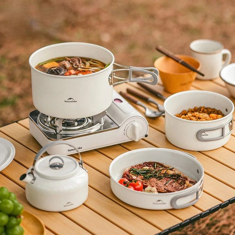 Ceramic Non Stick Lightweight Camping Cookware Set set For 3 6 Persons