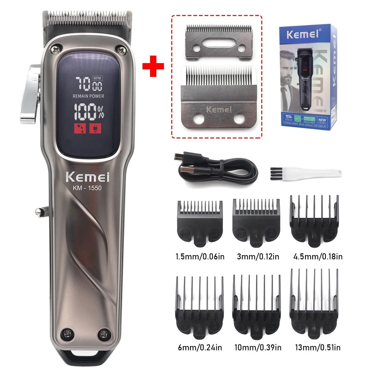 Kemei KM 1550 Professional Hair Clipper High Precision Cordless Grooming km 1550 blade
