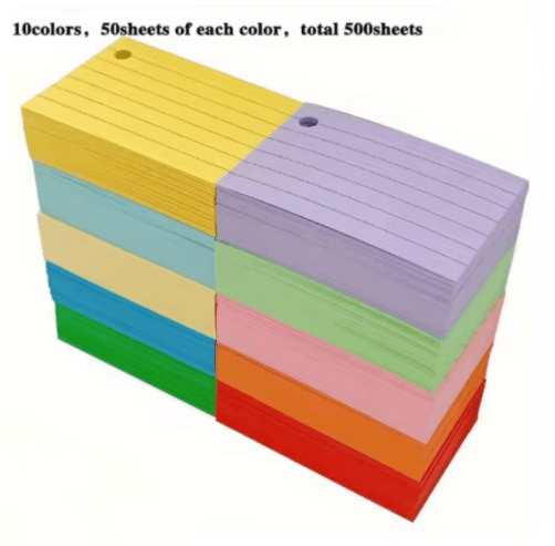 500 Sheet Lined Colored Index Cards With Rings Ruled Flashcards For Study And School Notes 1 Set