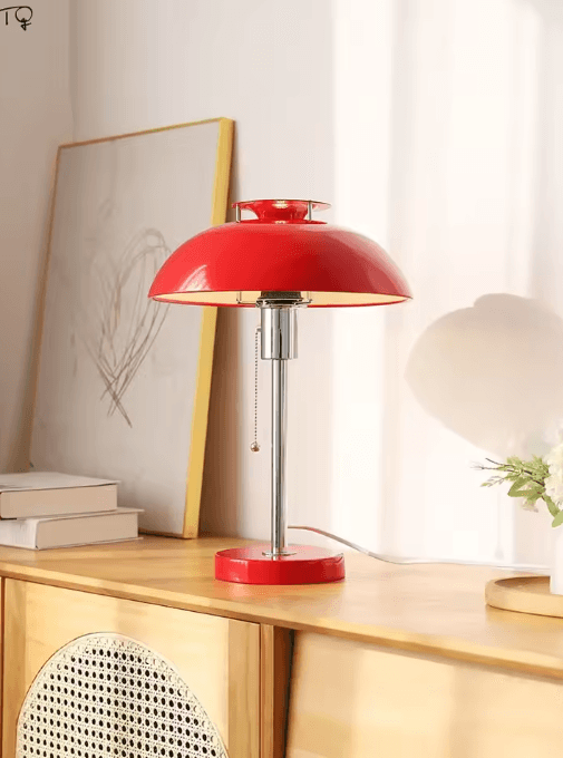 LED Dimmable Mushroom Table Lamp Antique Style Decorative Night Light For Bedroom And Study red tricolor Light