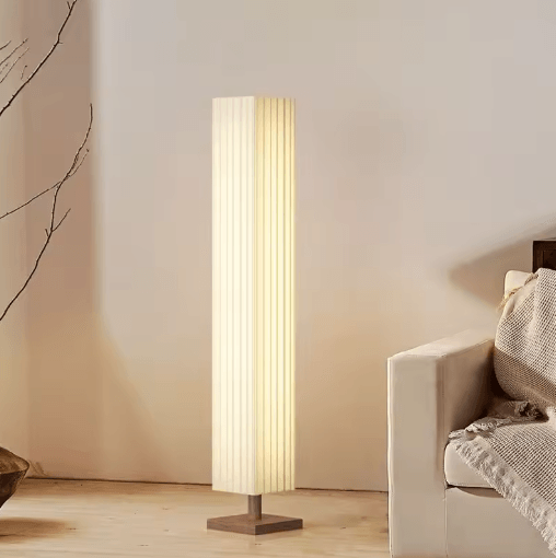 Fabric LED Floor Lamp Decorative Wooden Standing Light For Living Room And Bedroom remote Control b