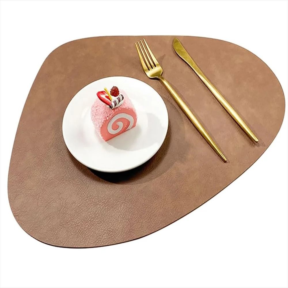 Premium PU Leather Placemats & Coffee Coasters Waterproof & Heat Resistant Table Mats dark Coffee 4 Pcs