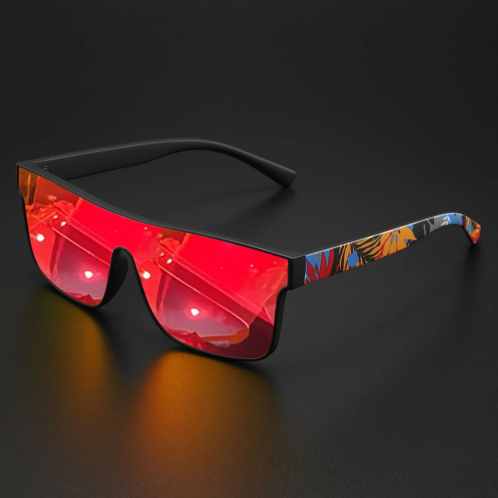 Colorful Square Sports Sunglasses c1 black