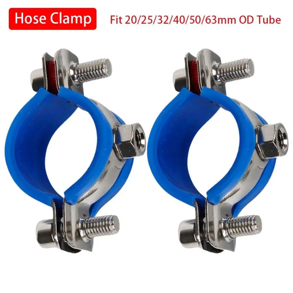 Round Rubber Lined Hose Clamp Bracket | Carbon Steel Pipe Clamp With Screw Nut | Suspension Pipe Fastener For Fittings 63mm Od Tube