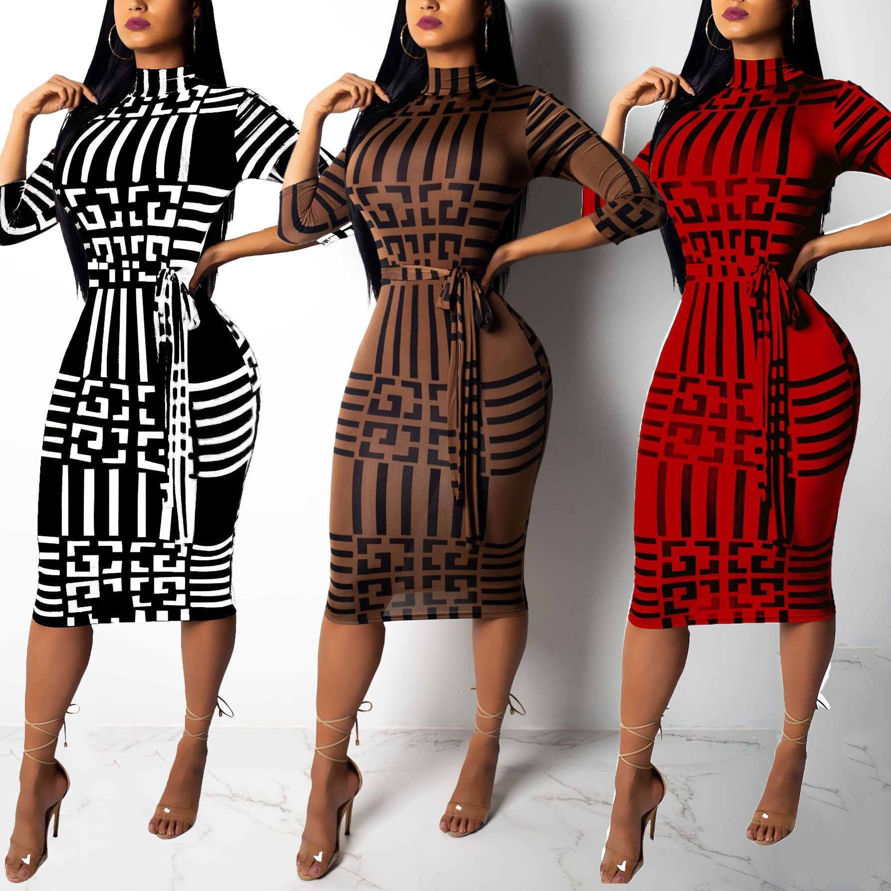 Fashion Women Spring Fall Elegant Dress Long Sleeve Sexy Mini Bandage Dresses Letter Print Midi Dress white xxl