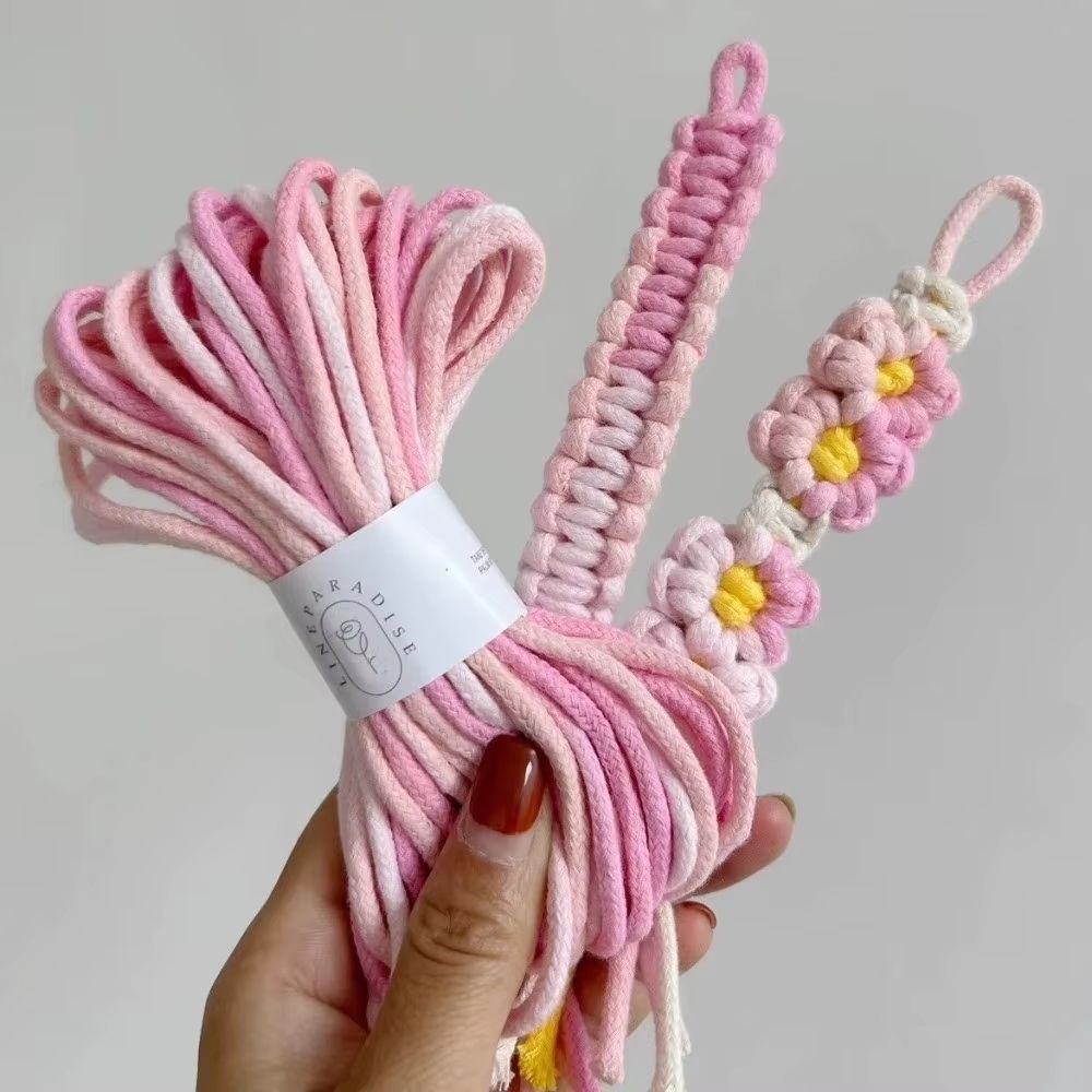 Gradient Hand Dyed Braided Macrame Cotton Rope 0.12in Thick, 32.8ft DIY Bracelet String mint Blue Blend