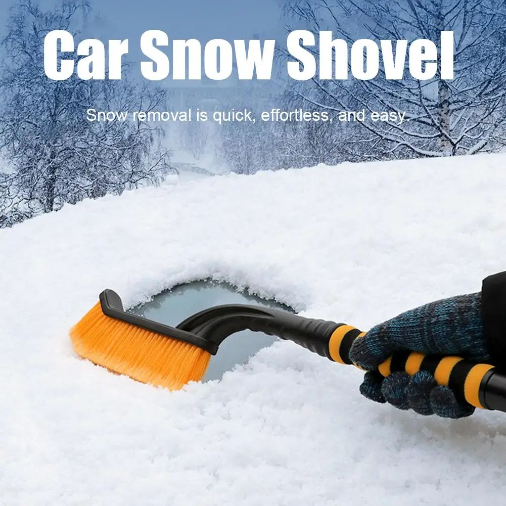 Rotating Handle Car Snow Shovel & Ice Scraper Removable Winter Deicing Tool For Windshield Defrosting & Snow Removal black