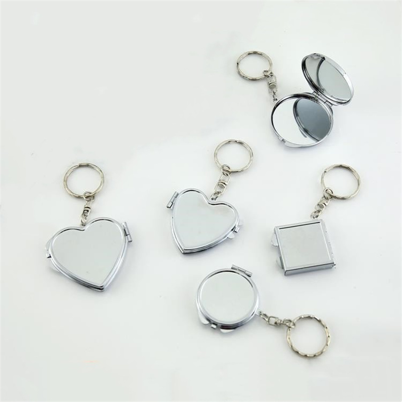 Compact Pocket Mirror With Key Ring, Portable Folding Makeup Mirror, Key Chain Cosmetic Mirror round