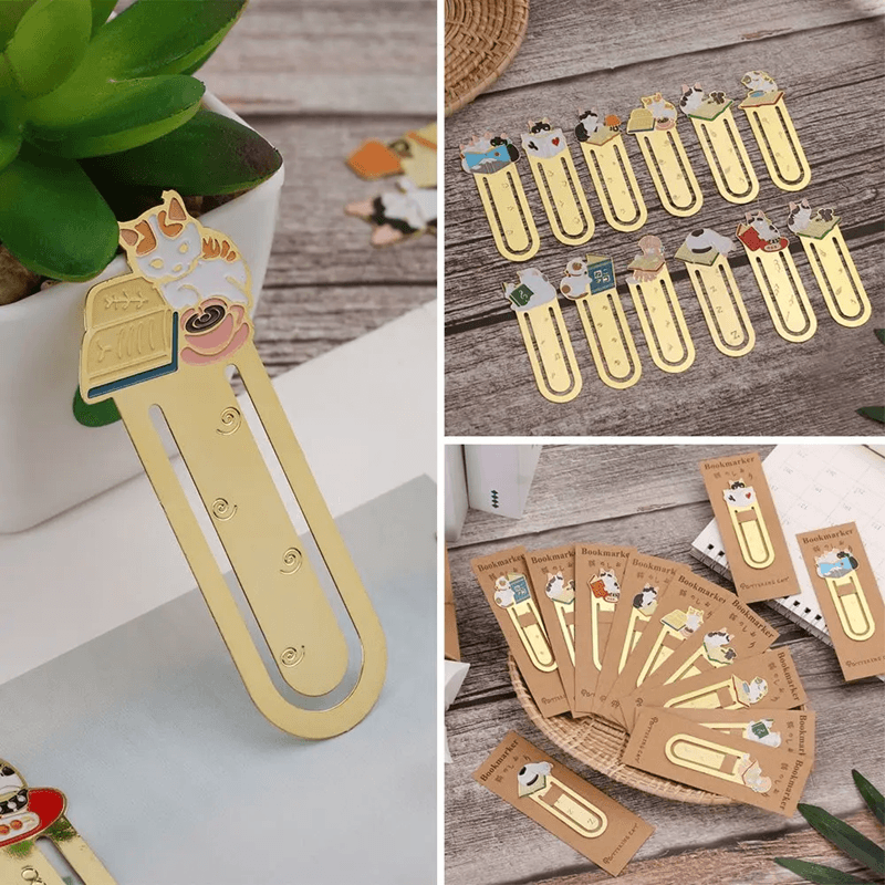 Gold Plated Cat Bookmark Folder Clip Cute Reading Label 8