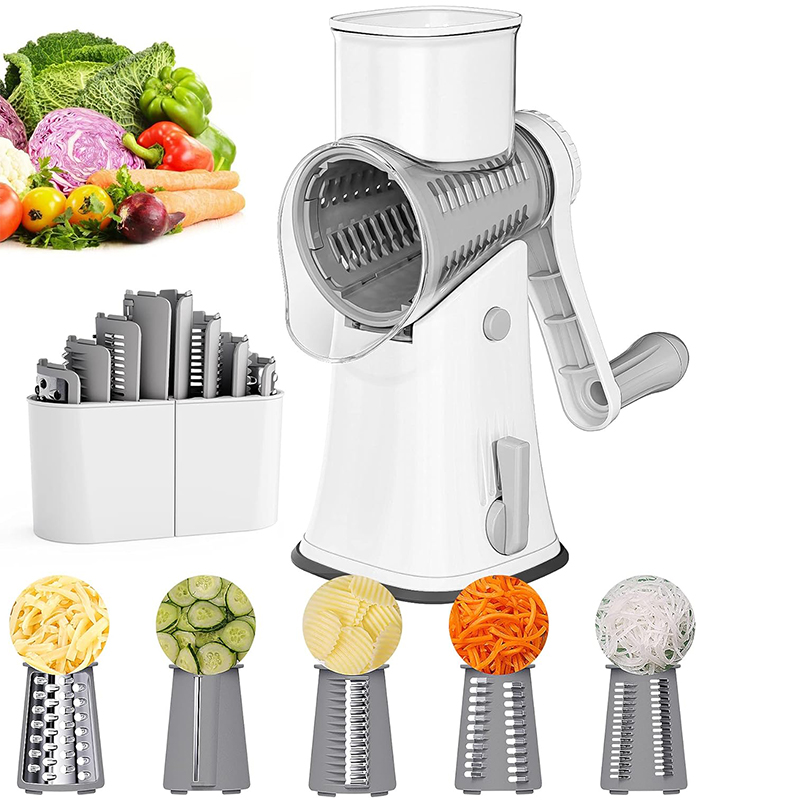Rotary Mandoline Cheese Grater Shredder Vegetable Slicer Nut Chopper Waffle Cutter green