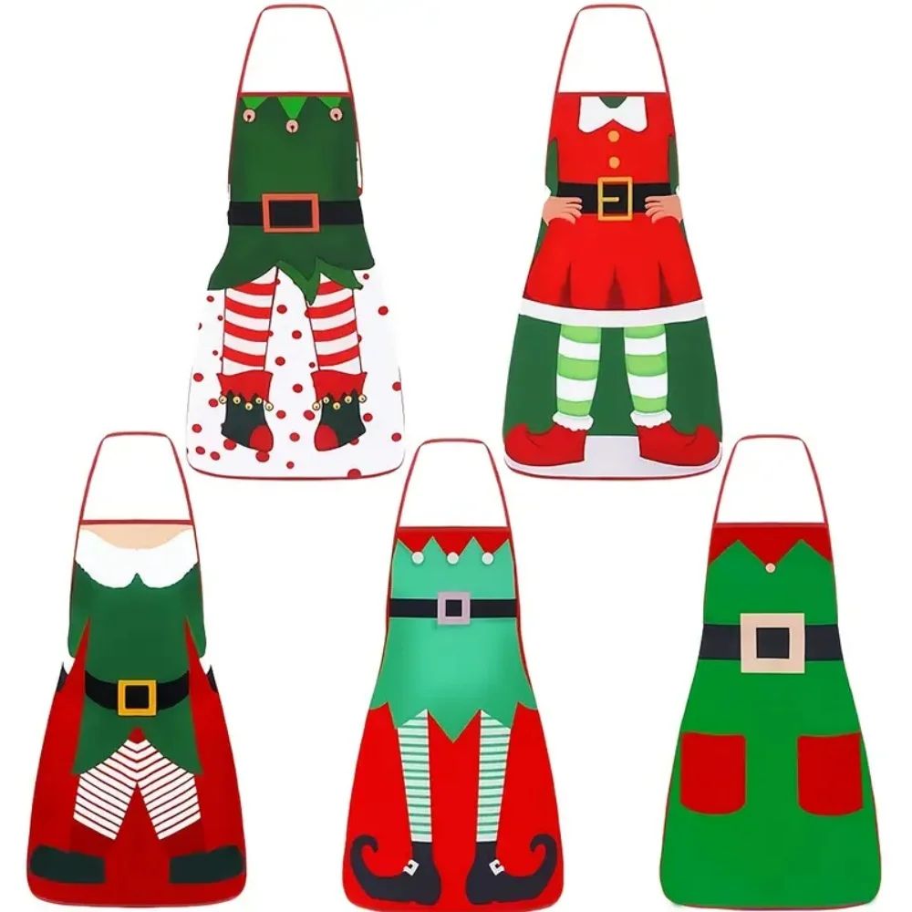 Santa Claus Waterproof Kitchen Apron Funny Christmas Apron For Cooking, Baking & BBQ style1 4pcs