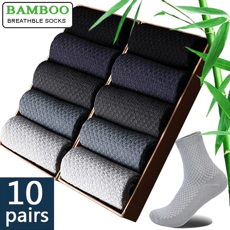 Mens Bamboo Fiber Compression Dress Socks 10 Pair Set 10 Mixed Color 40 45