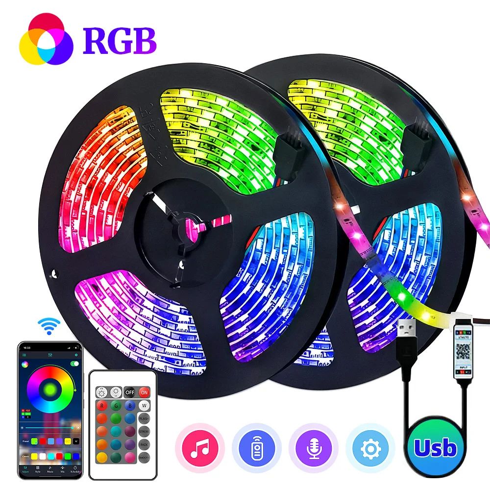 RGB LED Strip Lights 5 V USB 3535 Music Sync Color Changing Light Strip 3.28 Ft98.43 Ft wifi 44key 13.12ft