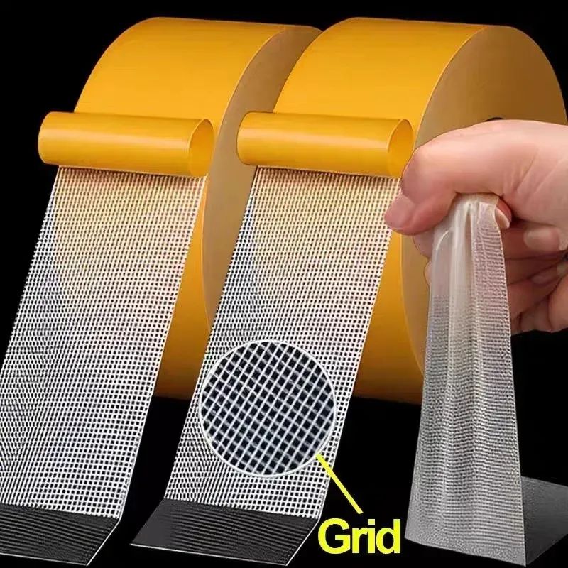 Heavy Duty Double Sided Mesh Tape | Waterproof Traceless Grid Adhesive For Carpets, Rugs, Wall Mounting & Home Repairs 1.2 In 66 Ft