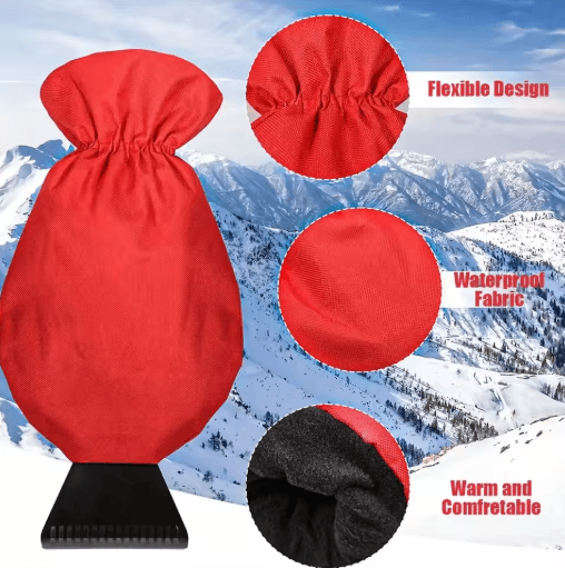 All In One Car Ice Scraper AND Snow Brush With Thermal Gloves Heavy Duty Winter Snow Removal Kit black