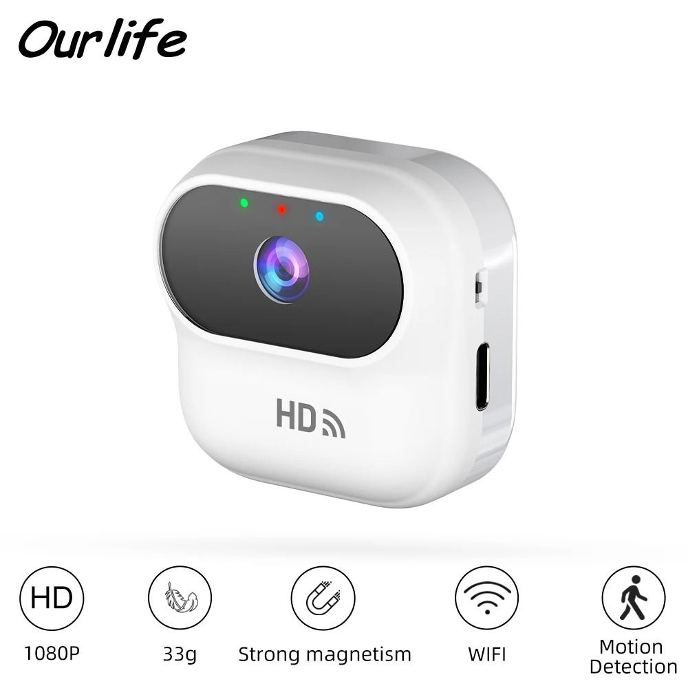 Ourlife A800 Mini WiFi Security Camera white with 64 Gb Tf Card
