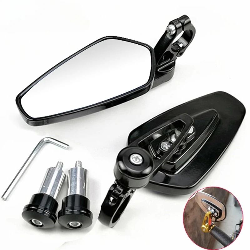 Universal Bar End Motorcycle Rearview Mirrors 22mm Handlebar Set gold