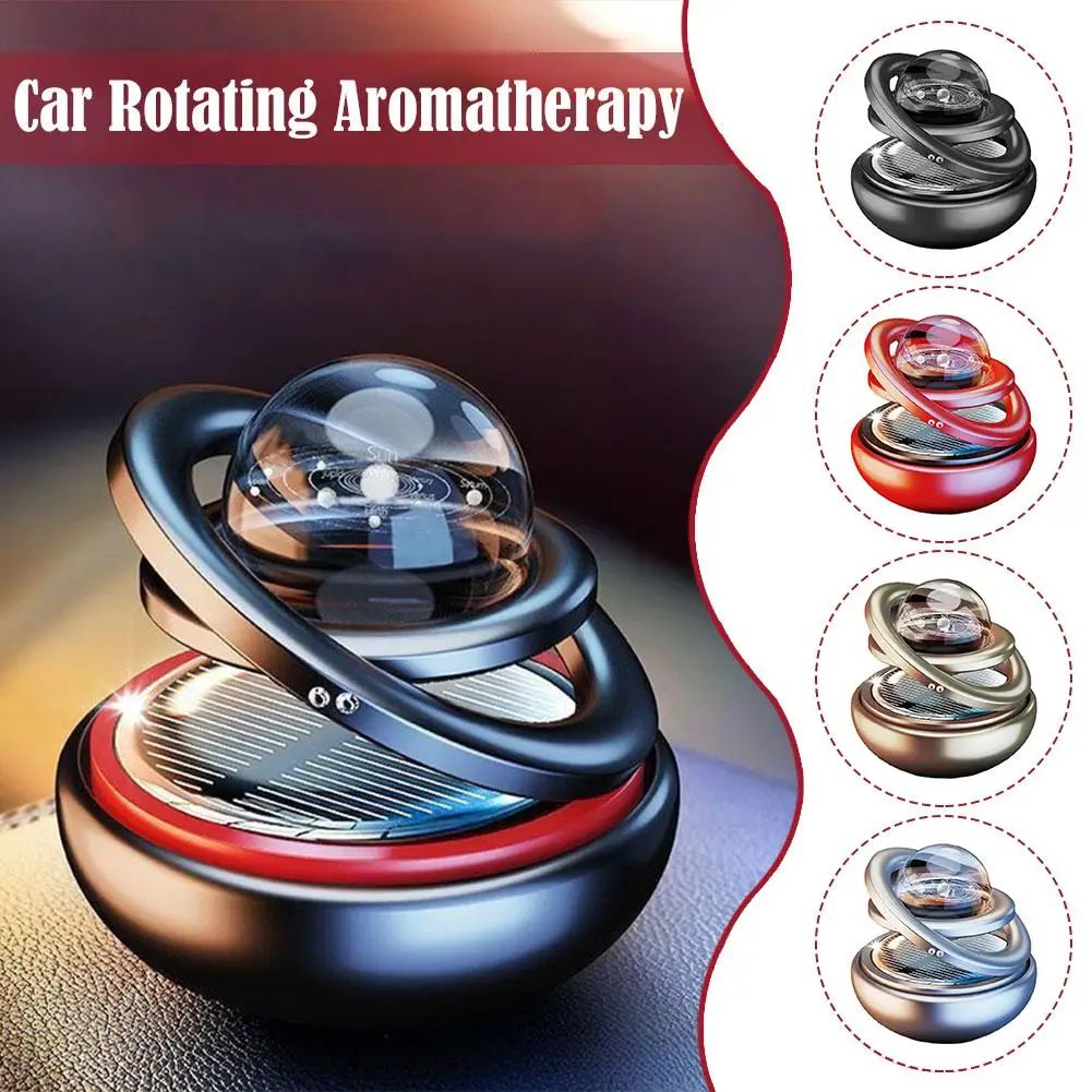 Solar Rotating Car Aromatherapy Diffuser Ornament For Dashboard Freshness red