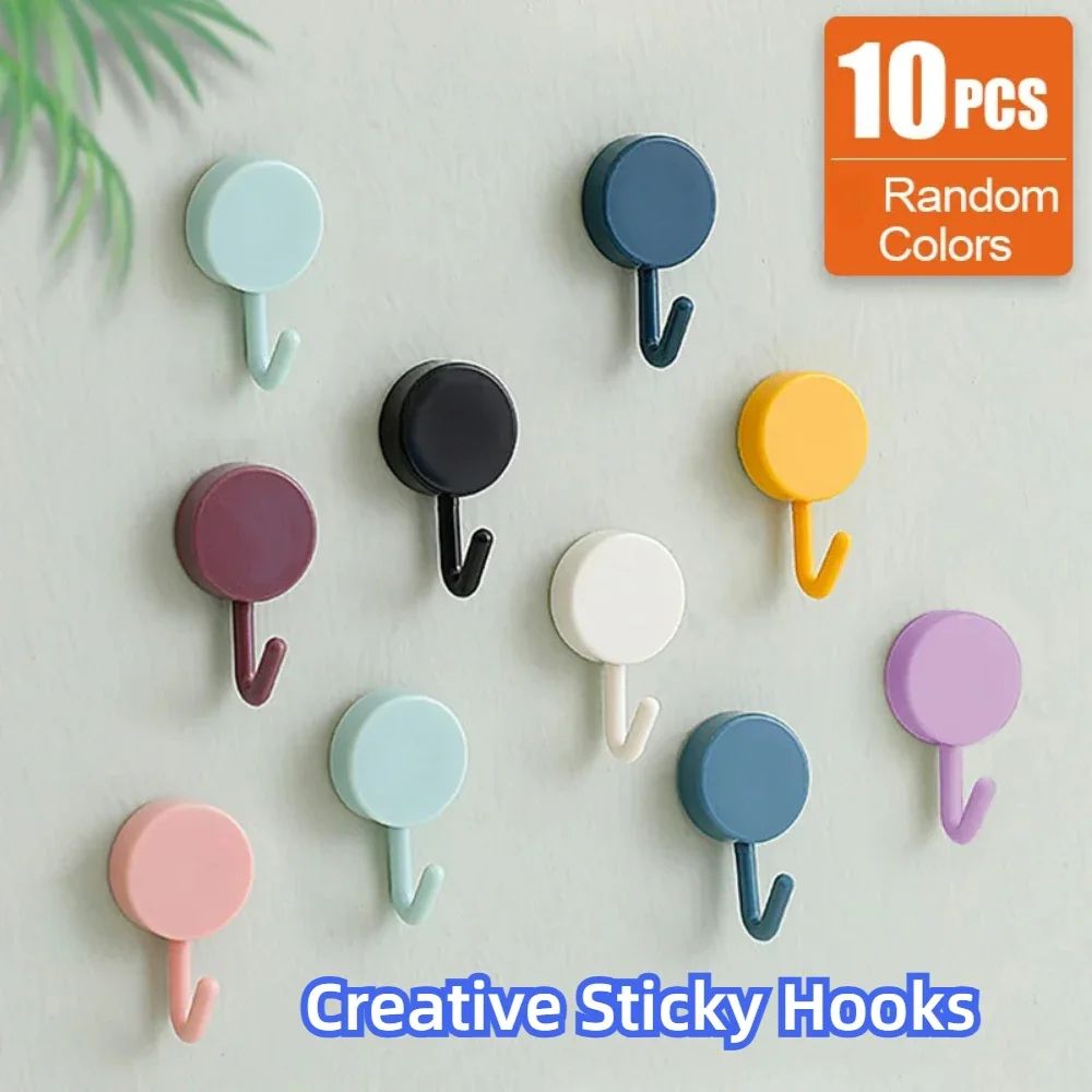 10 Pack Strong Self Adhesive Wall Hooks yellow 10pcs