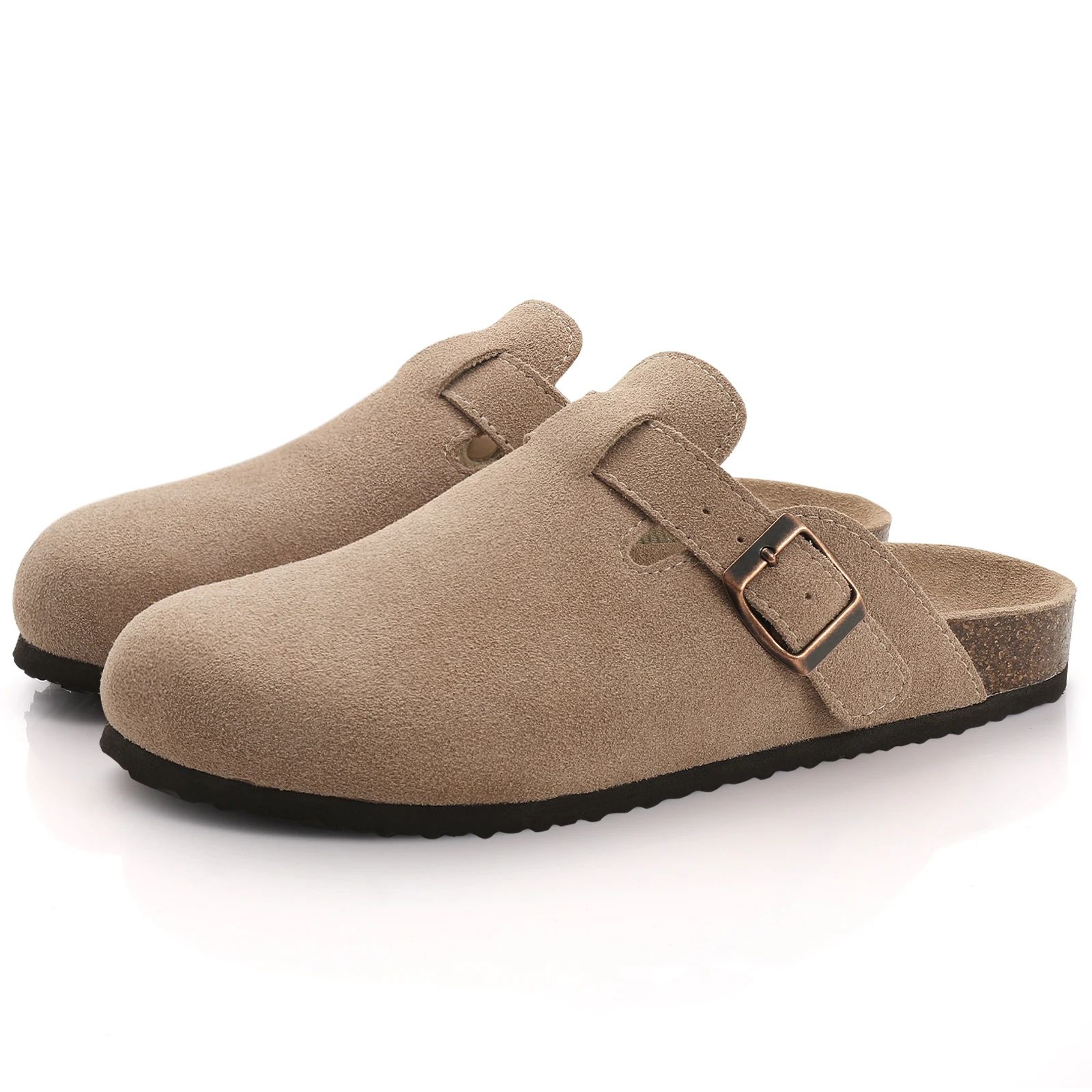 Comwarm Suede Clogs With Cork Footbed, Arch Support Mules For Indoor & Outdoor Comfort brown B 45