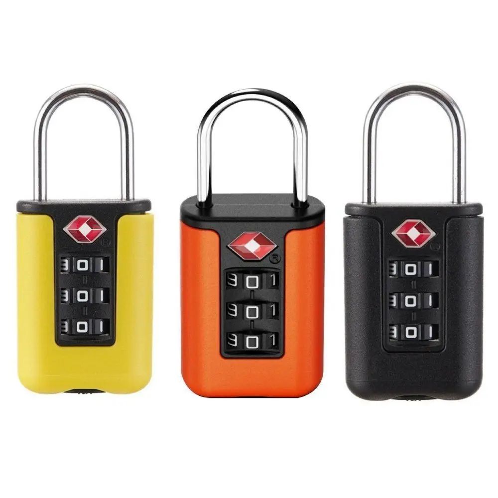 TSA Approved 3 Digit Combination Luggage Lock | Travel Suitcase Password Padlock For Bags, Locker, Cabinet, Anti Theft a Orange