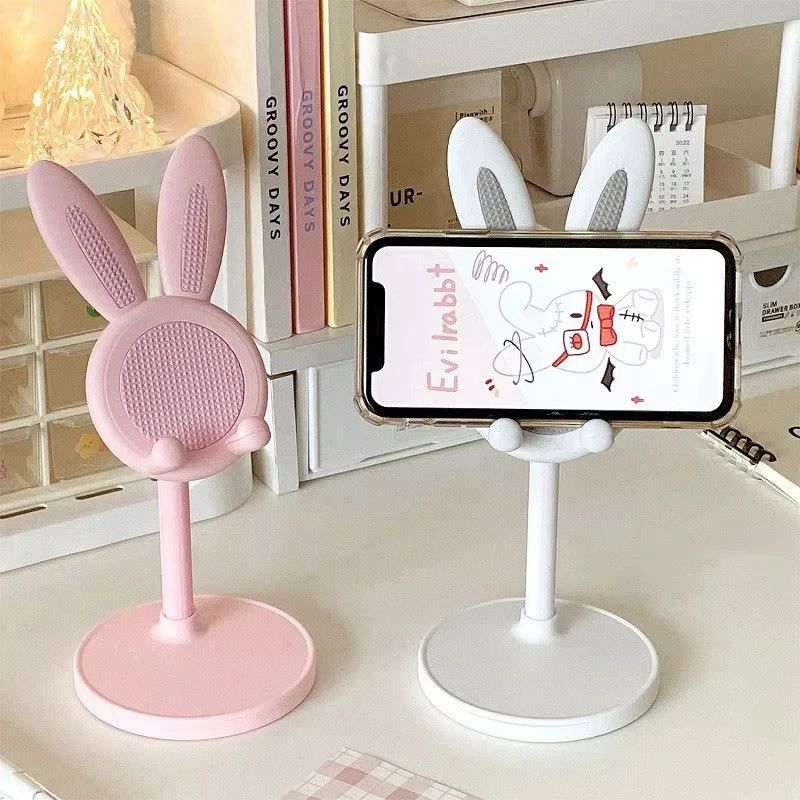 Cute Pink Rabbit Desktop Phone Holder sky Blue