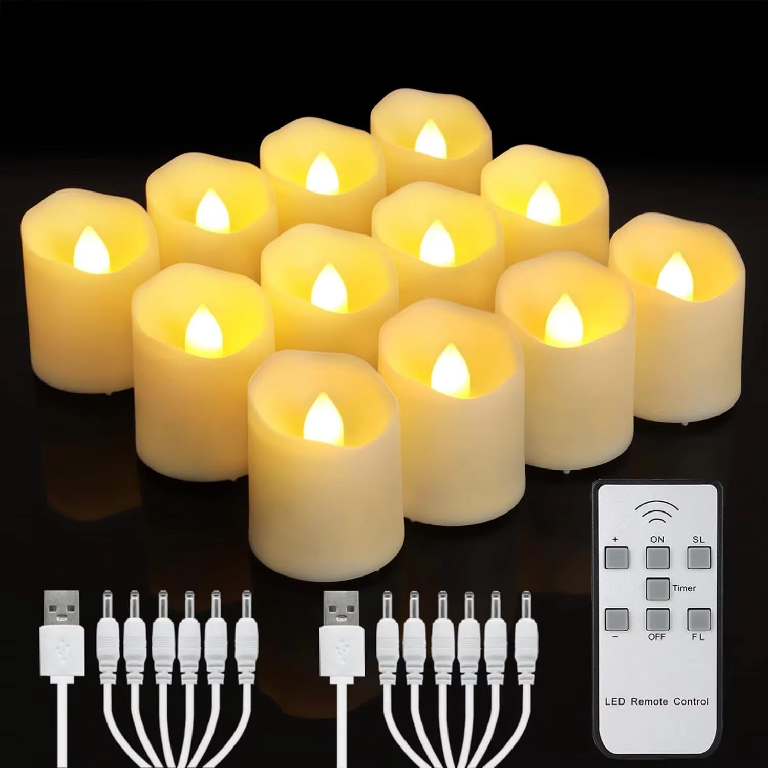 Rechargeable Flameless LED Candles With Timer And Remote For Home And Event Decor 18pcs