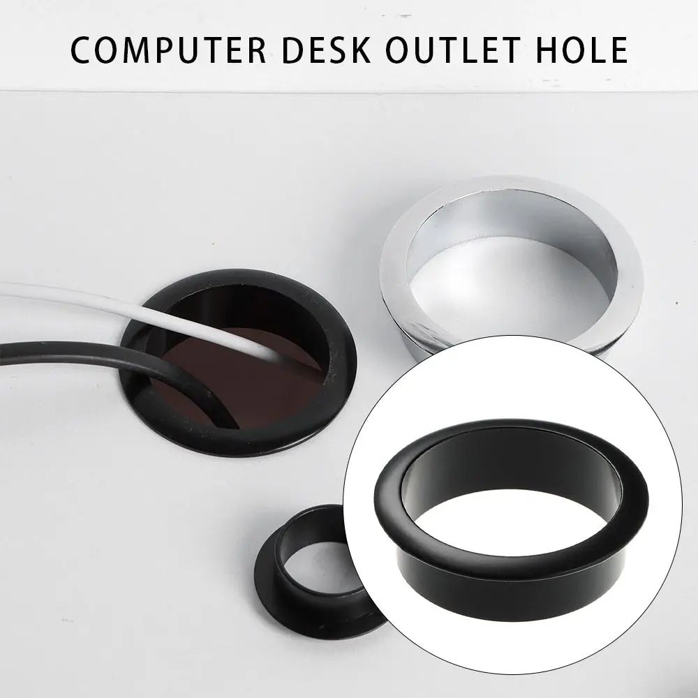 Zinc Alloy Desk Cable Grommet Hole Cover Wire Port Organizer Plug For Computer Desk, Cabinet Vent & Furniture Hardware silver 40mm