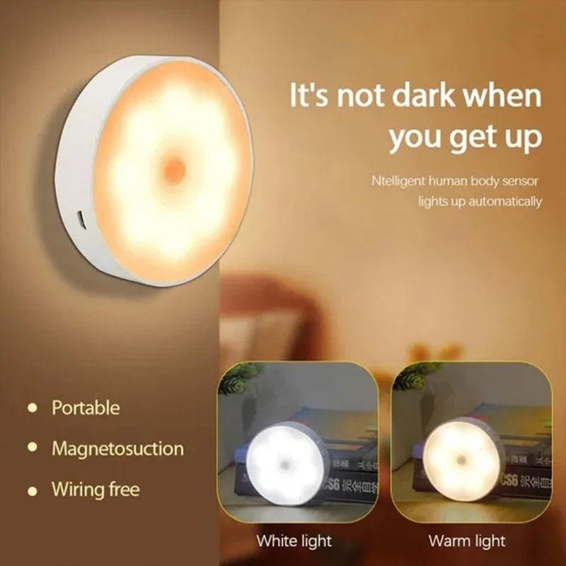 PIR Motion Sensor LED Night Light And Wireless Closet Lamp 2 Pack warm White B