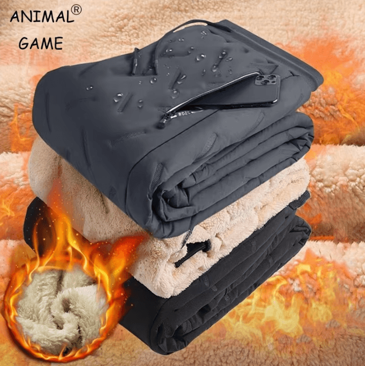 Mens Winter Fleece Sweatpants Plush Thermal Plush Mens Pants With Waterproof & Windproof Protection black straight Leg asian 6xl (187243 Lbs)