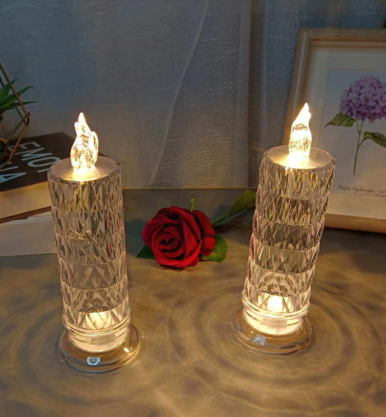 Romantic LED Crystal Table Lamp Rose Projection Light For Bedroom Party Christmas Decor Diamond Atmosphere Night Light b 18.3cm