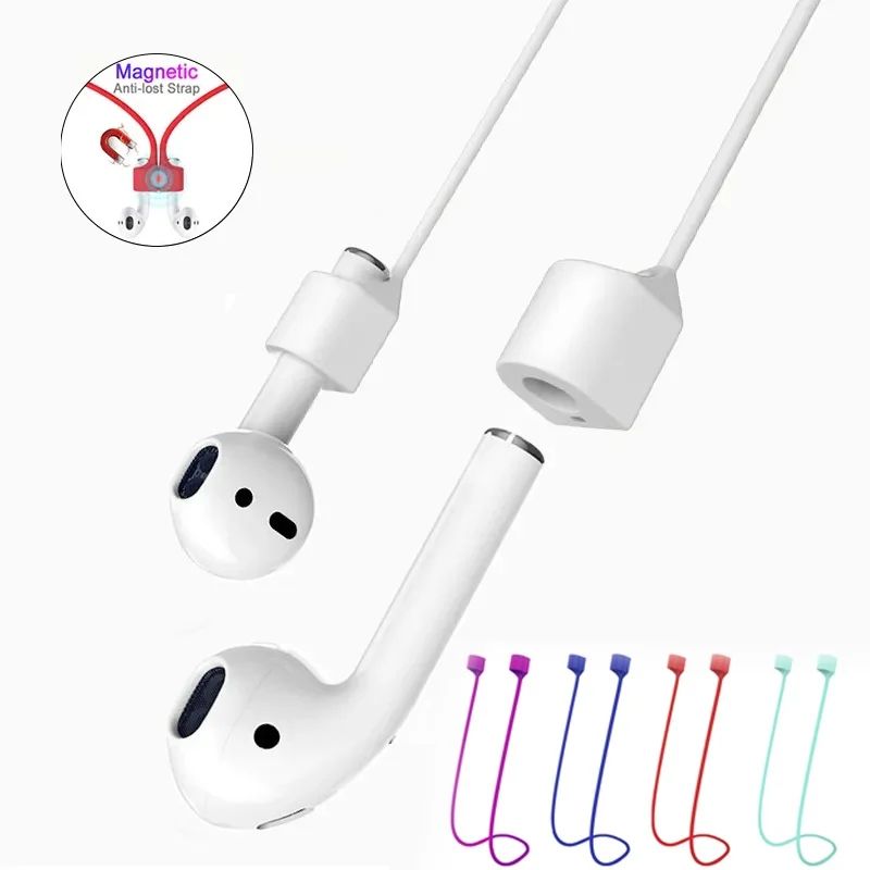 Magnetic Silicone Wireless Earbuds Neck Strap For AirPods & Bluetooth Earbuds Anti Lost Lanyard a pink