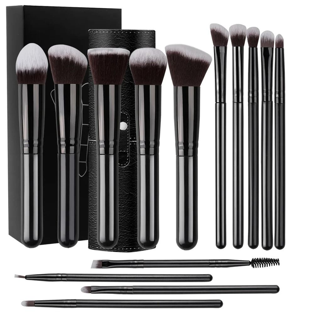 14 Piece Makeup Brush Set Soft Fluffy Foundation Blush Eyeshadow Brushes black 1 14 Pcs