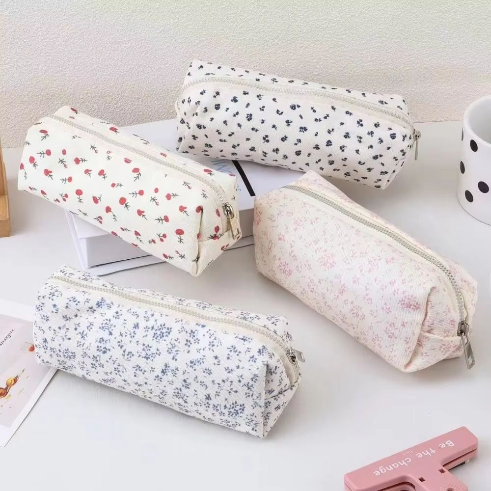 Large Cute Floral Pen Bag Multi Function Stationery Organizer Pouch full Flower W Pendant