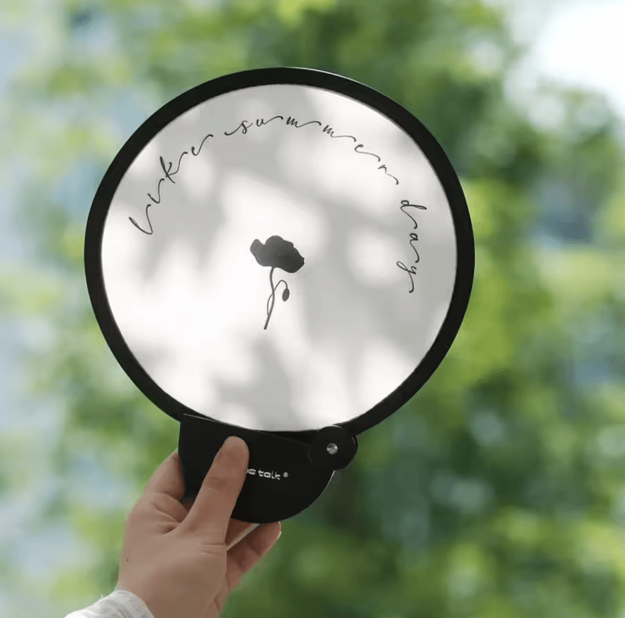 Portable Handheld Folding Fan With Storage Bag Compact Summer Cooling Fan black