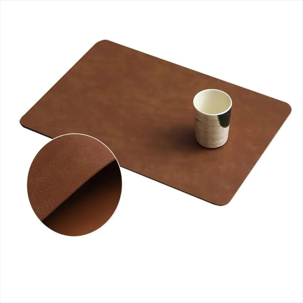 Professional Reversible PU Leather Waterproof Placemat And Heat Insulated Table Protector brown
