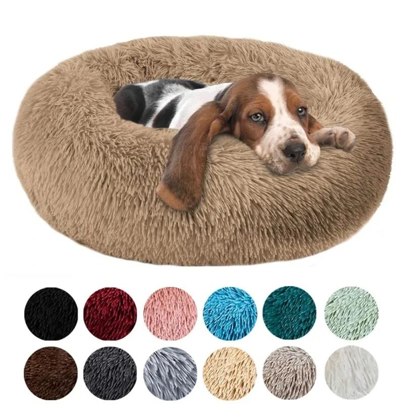 Premium Round Long Plush Pet Sanctuary light Grey m