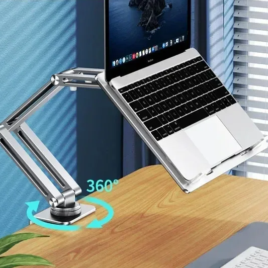 Easy Laptop Mount For Desk, Adjustable Fold Able Laptop Stand Holder, Rotating Laptop Arm Mount For Notebook grey