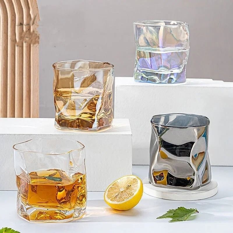 Artisanal Glacier Glass Mug 190ml Irregular Whiskey & Coffee Cup amber