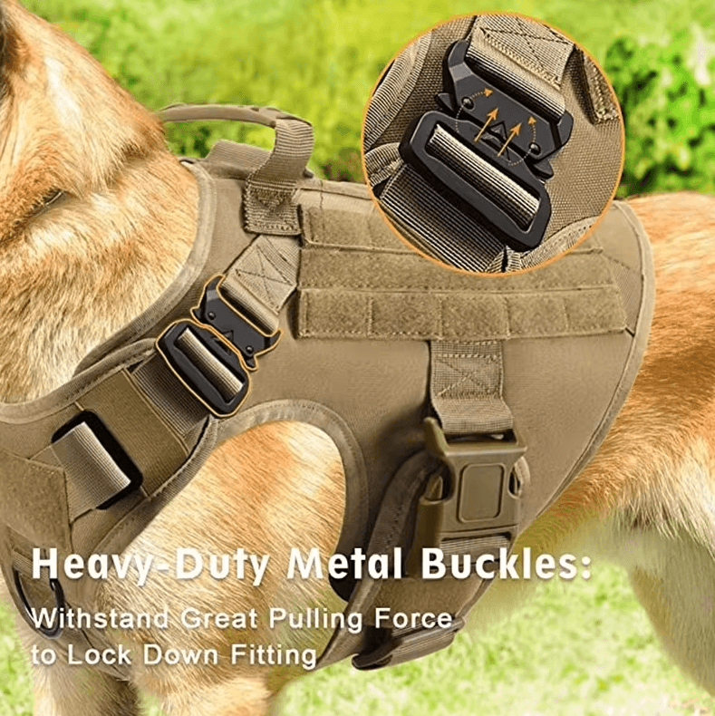 Tactical Dog Harness With Leash Heavy Duty Military Style Training Vest For Large Dogs l brown Set