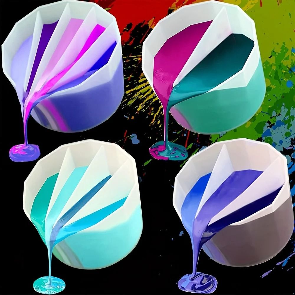 High Flexibility Silicone Split Cup For Fluid Art And Multi Channel Paint Pouring 4 Grid Quad Pour