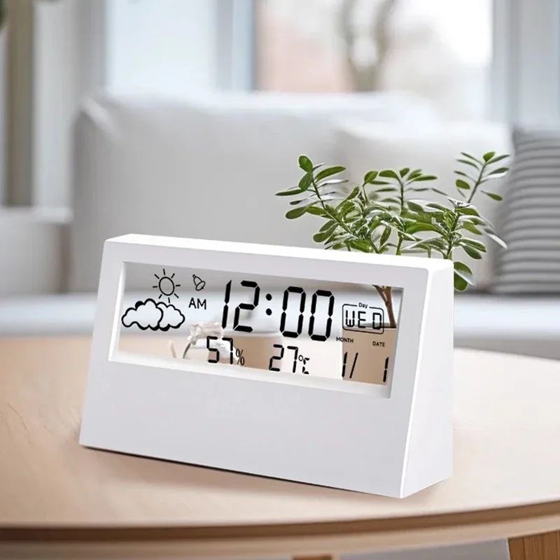Smart LED Weather Station Clock With Alarm Indoor Temperature & Humidity Monitor type 1