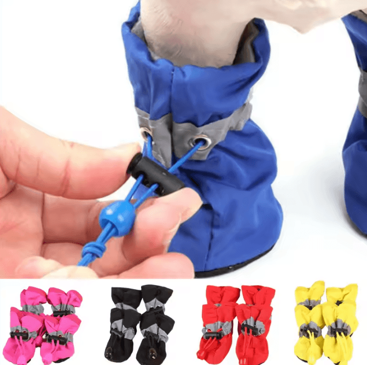 4 Piece Waterproof Dog Boots Anti Slip Pet Shoes For Small Cats & Dogs Paw Protection rose xl