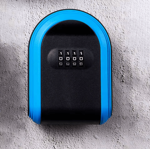 Weatherproof Wall Mounted Key Safe Lock Box 4 Digit Combination Key Storage For Home And Office blue