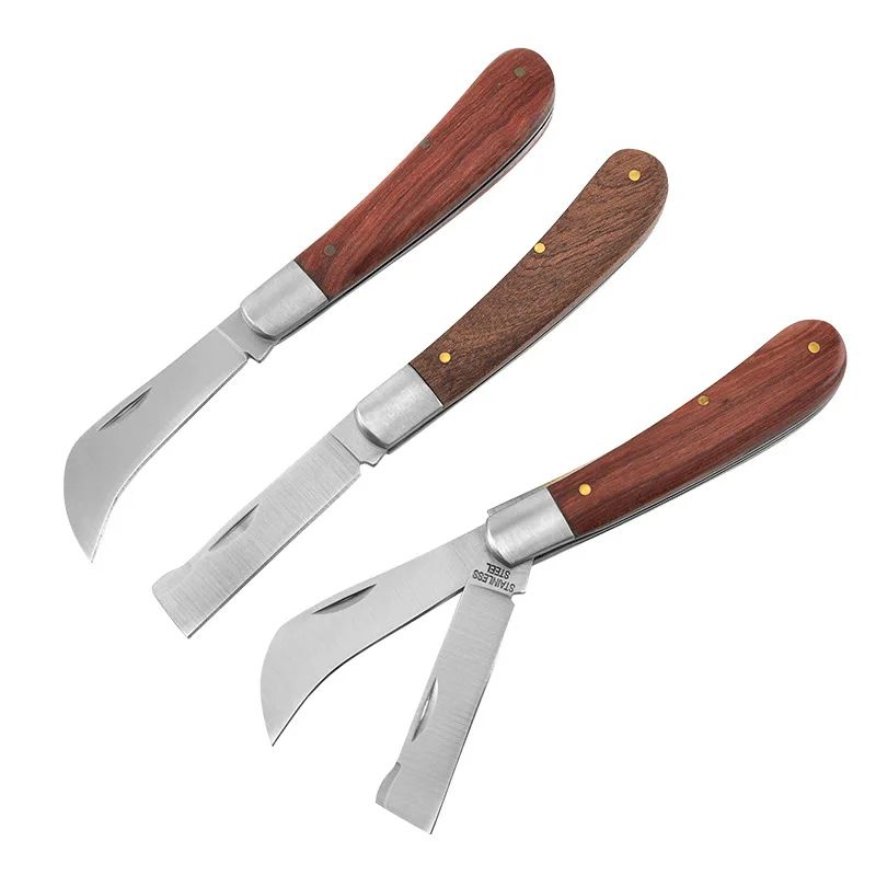 Professional Folding Grafting Knife With Wooden Handle Precision Garden Pruning Tool For Fruit Trees type B