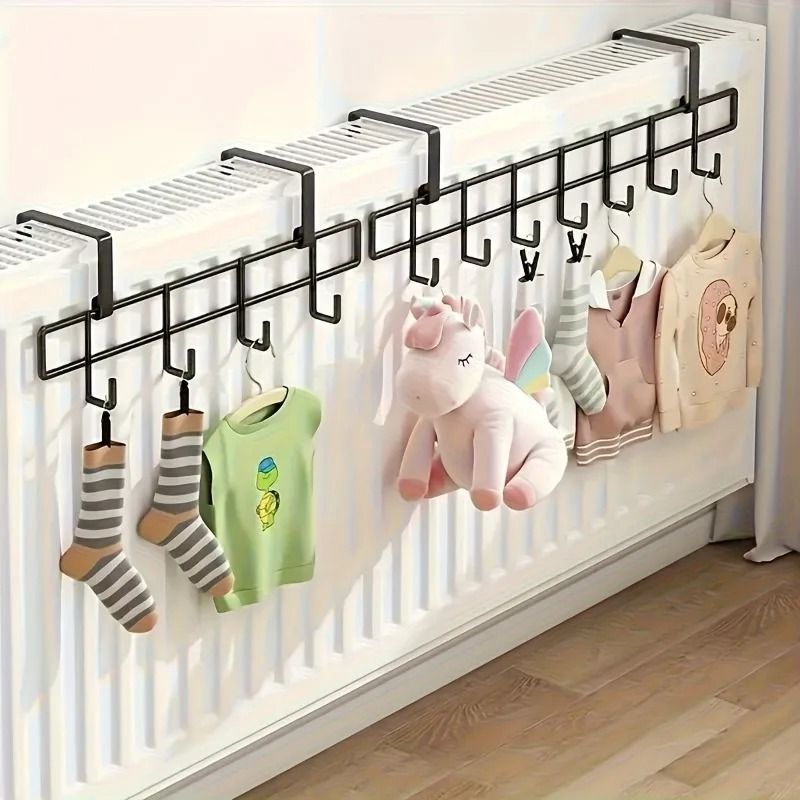 Wall Mounted Heater Drying Rack Heavy Duty Metal Hanging Rod For Winter Essentials black m