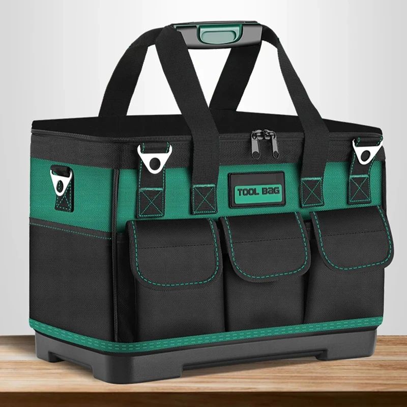 23 Inches Heavy Duty Waterproof Tool Bag | 1680D Oxford Large Capacity Electrician Storage Tote Wear Resistant Toolkit 14 Simple