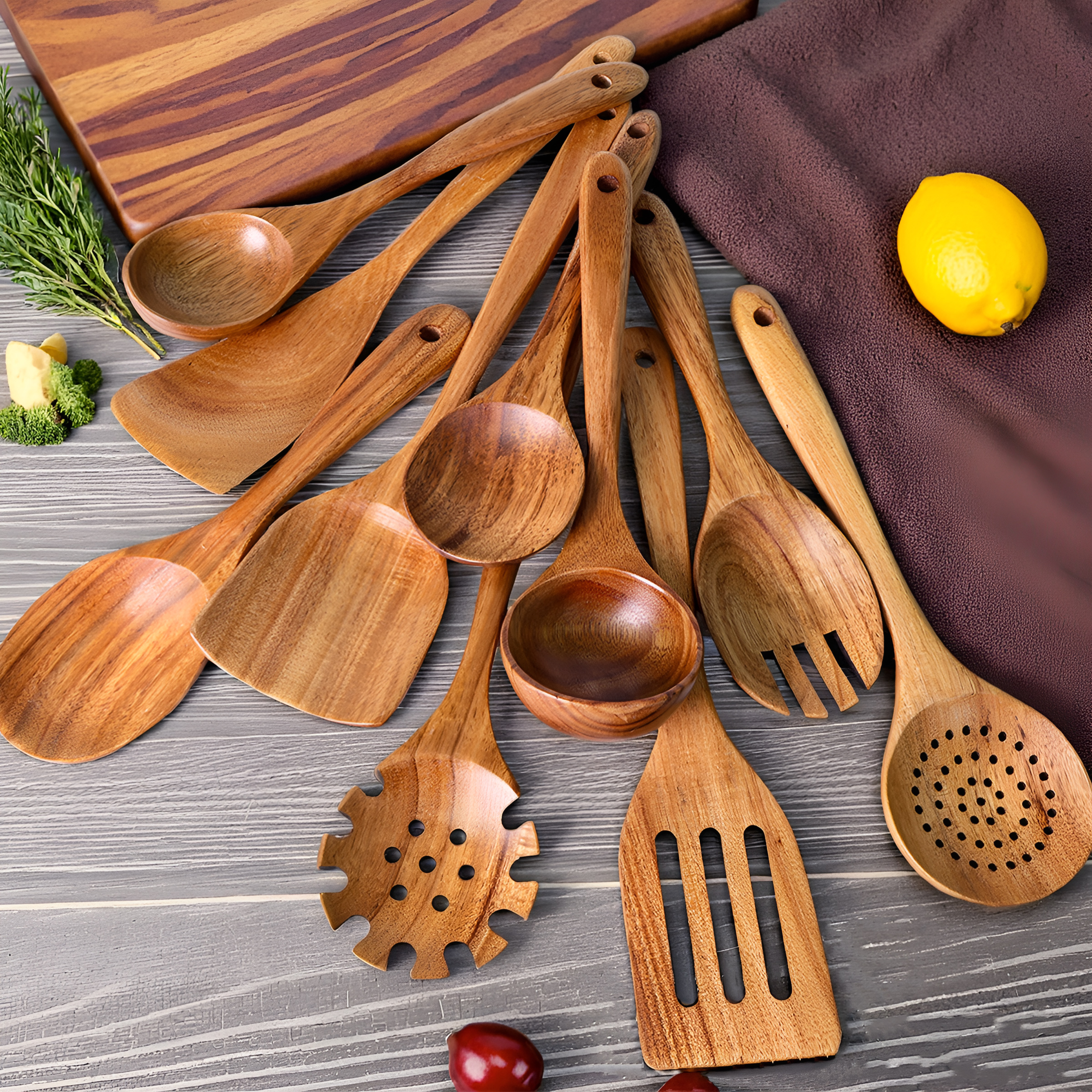 Wooden Spoons Kitchen Set, Wooden Utensils For Cooking, Wooden Kitchen Utensils Set For Home Use Wooden Spoons Kitchen Set, Wooden Utensils For Cooking, Wooden Kitchen Utensils Set For Home Use