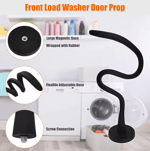 Silicone Magnetic Washing Machine Door Holder Front Load Washer Door Prop For Drying And Ventilation black 43mm