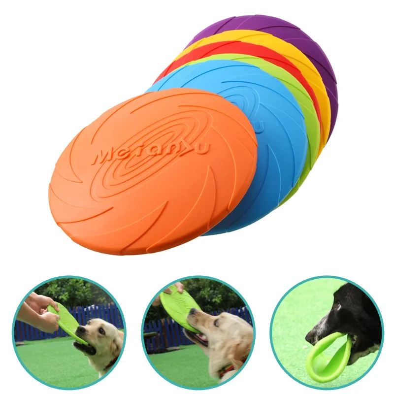 Durable Dog Toy Flying Disc, Silicone, Resistant To Bite Marks, Outdoor Training Fun orange s
